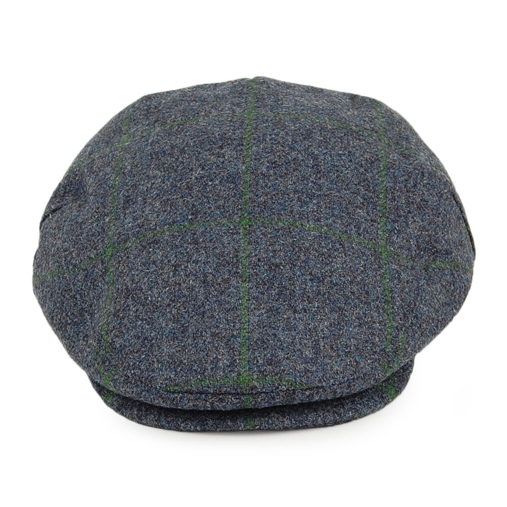 Failsworth Hats Windowpane Waterproof Flat Cap - Blue-Moss