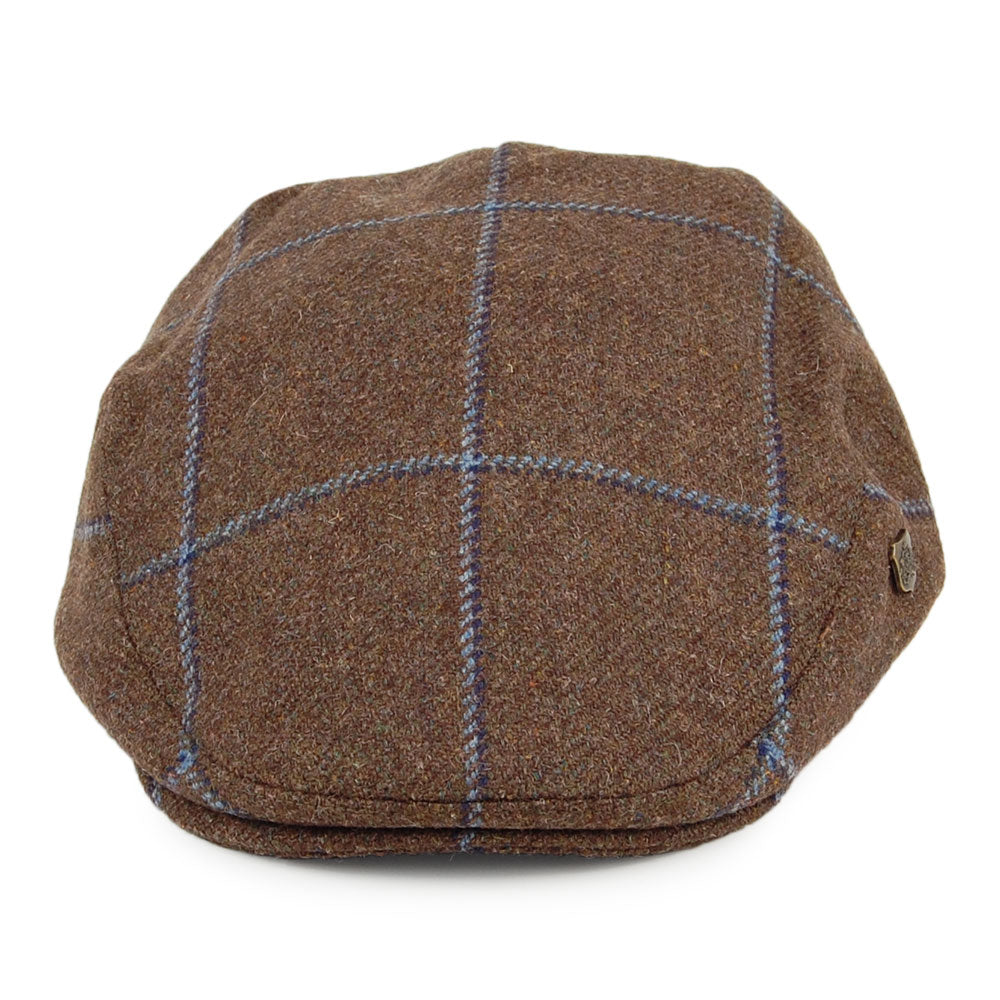 Failsworth Hats Gamekeeper Windowpane Water Repellent Flat Cap - Peat-Blue