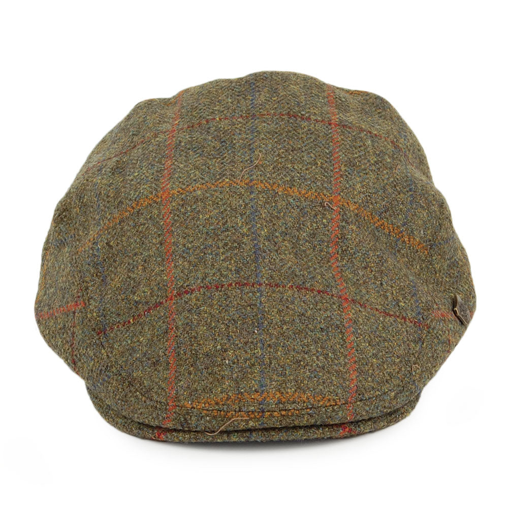 Failsworth Hats Gamekeeper Windowpane Water Repellent Flat Cap - Olive-Multi