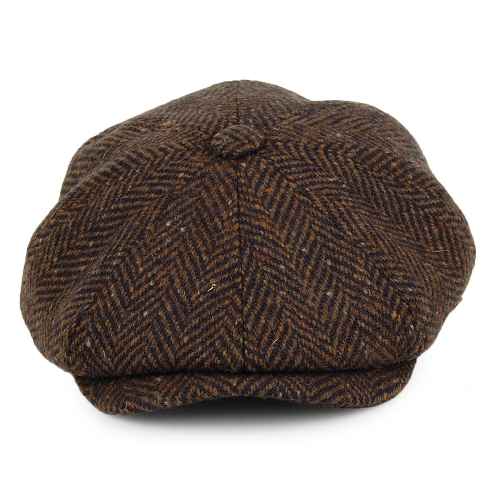 Failsworth Hats Malmo Donegal Tweed Herringbone Newsboy Cap - Brown