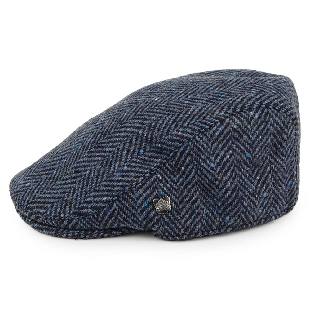 Failsworth Hats Stockholm Donegal Tweed Herringbone Flat Cap - Blue-Multi