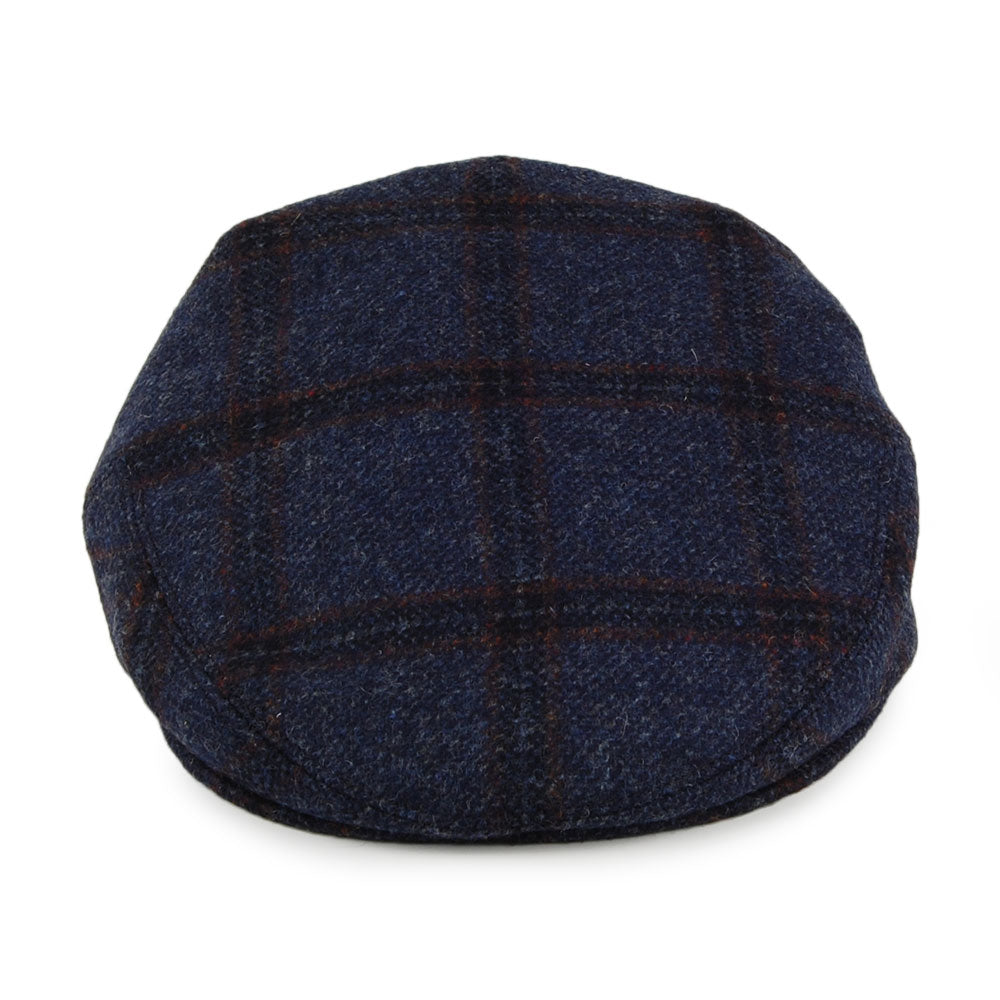 City Sport Windowpane Virgin English Wool Flat Cap - Blue