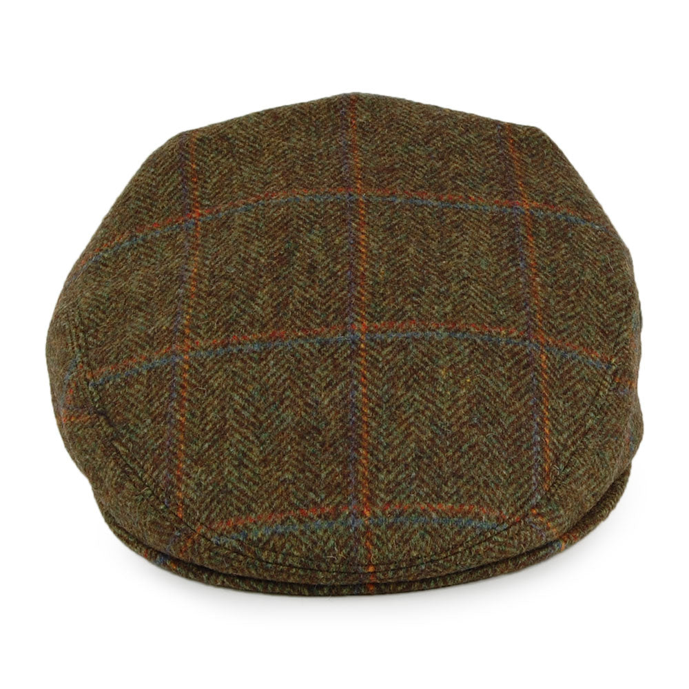 City Sport Windowpane Virgin English Wool Flat Cap - Sage