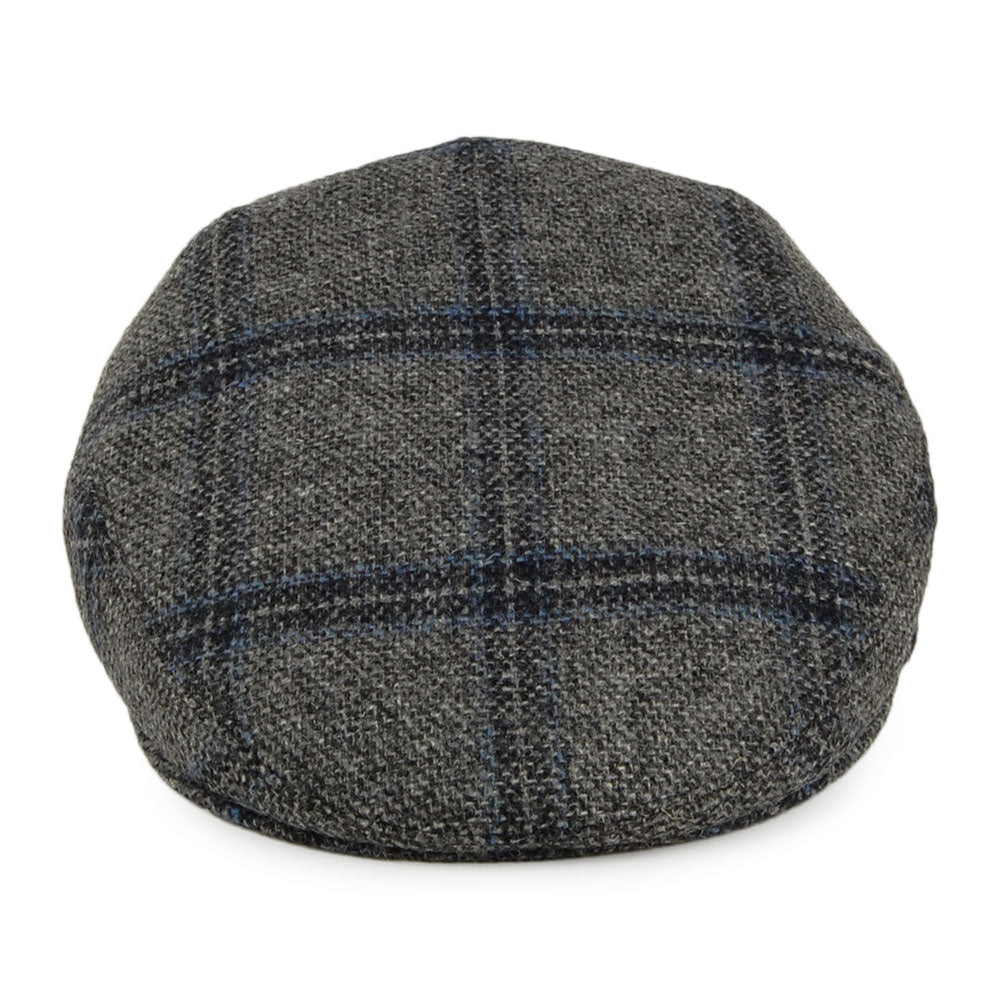 City Sport Windowpane Virgin English Wool Flat Cap - Grey