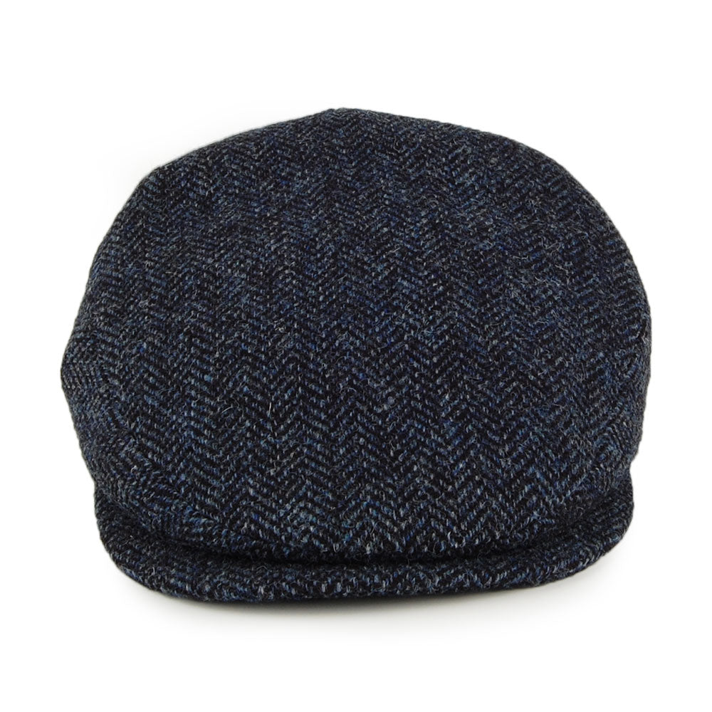 City Sport Harris Tweed Extended Bill Flat Cap - Blue-Black