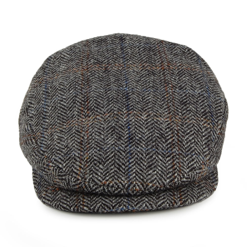 City Sport Harris Tweed Extended Bill Flat Cap - Grey-Black