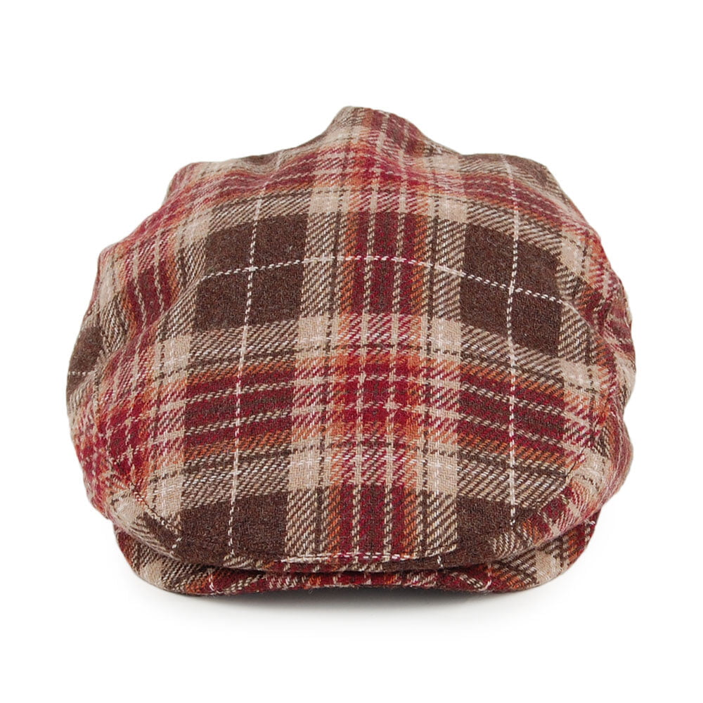 Brixton Hats Hooligan Checkered Flat Cap - Brown-Burgundy