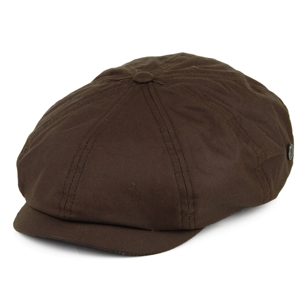 Jaxon & James British Millerain Waxed Cotton Newsboy Cap - Brown