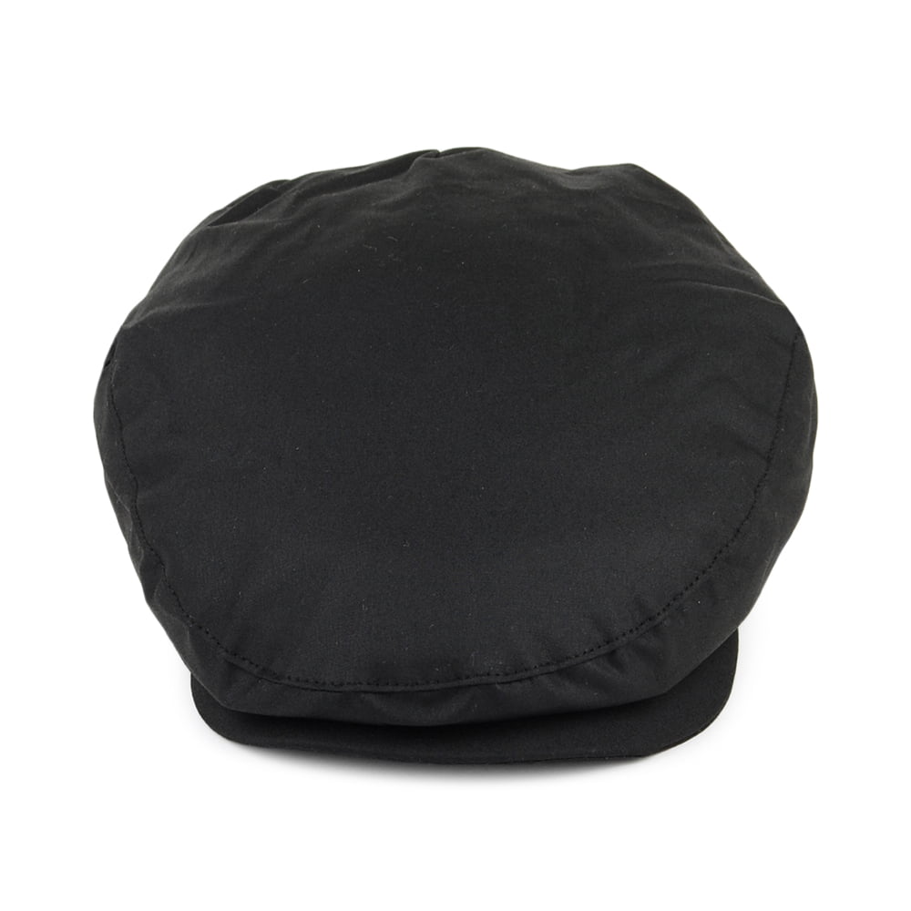 Jaxon & James British Millerain Waxed Cotton Flat Cap - Black