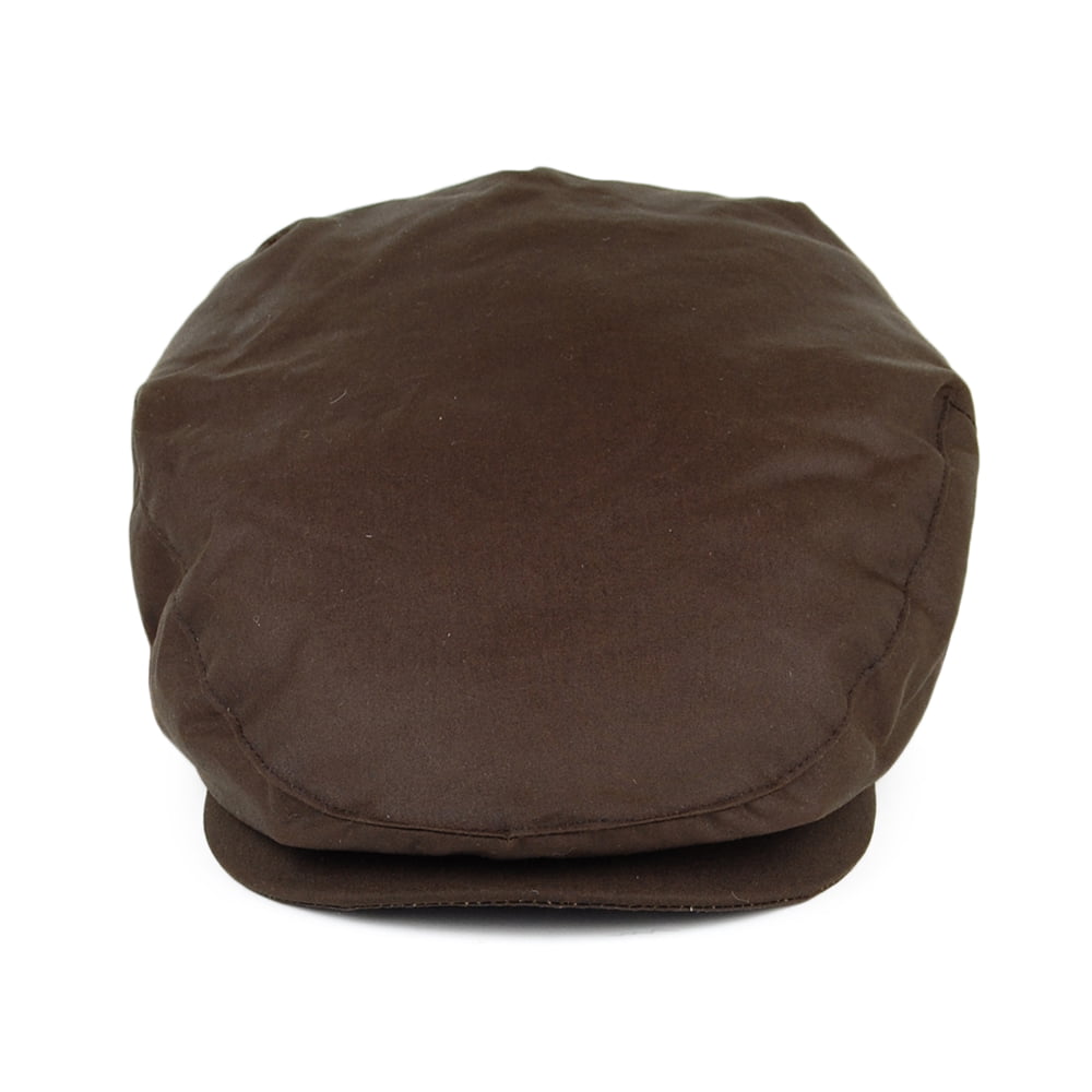 Jaxon & James British Millerain Waxed Cotton Flat Cap - Brown