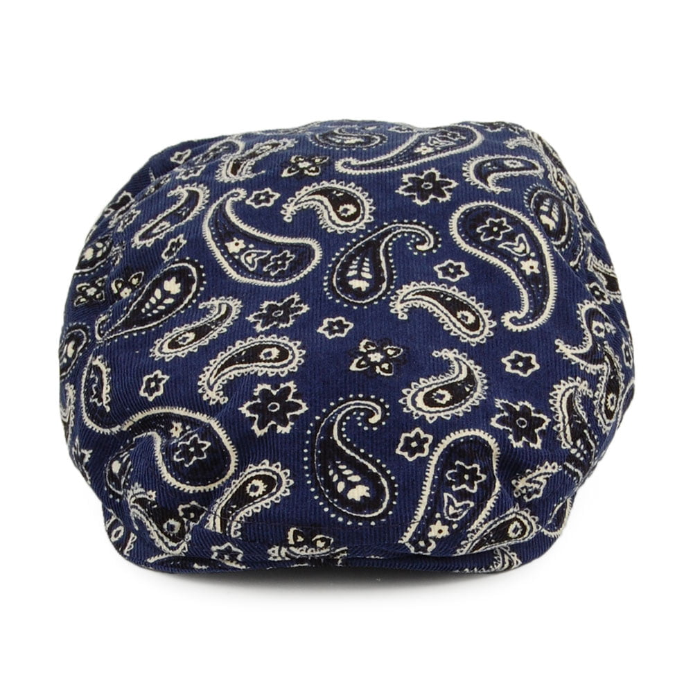 Carlos Santana Hats Fantasy Paisley Cotton Corduroy Flat Cap - Navy Multi