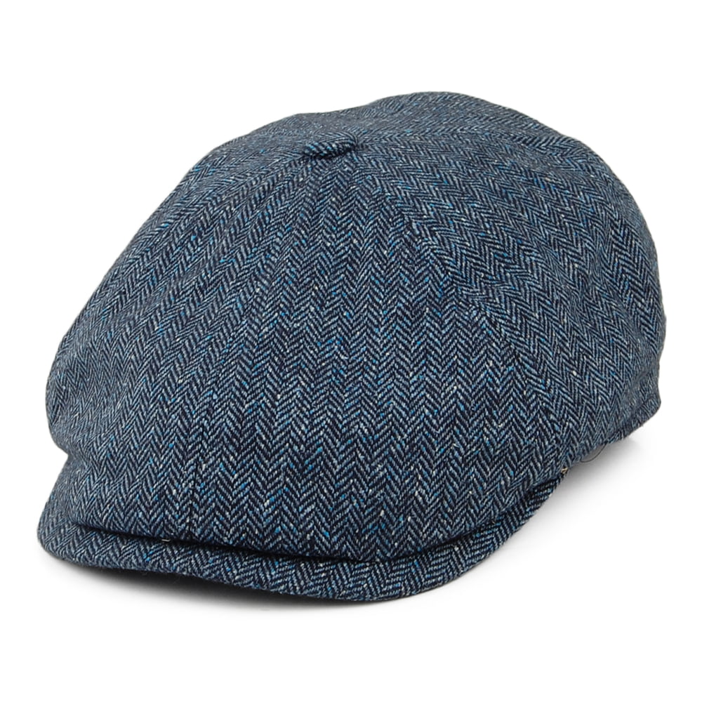 Failsworth Hats Hudson Silk Mix Herringbone Newsboy Cap - Navy Blue ...