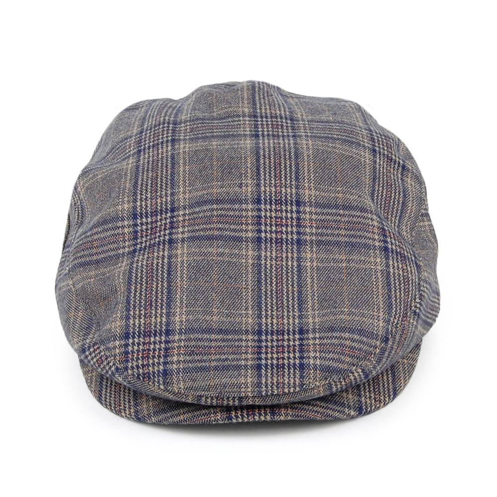 Brixton Hats Hooligan Windowpane Flat Cap - Grey-Blue