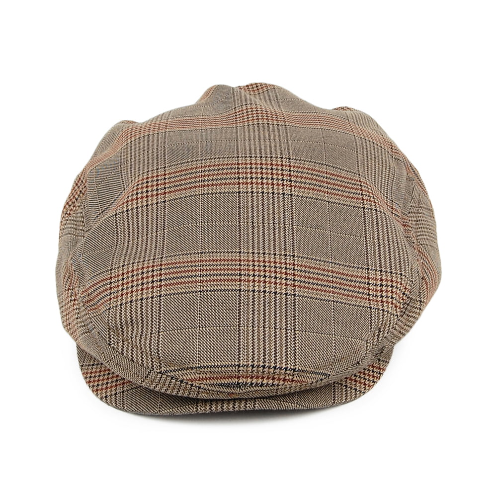 Brixton Hats Hooligan Lightweight Windowpane Flat Cap - Beige-Multi