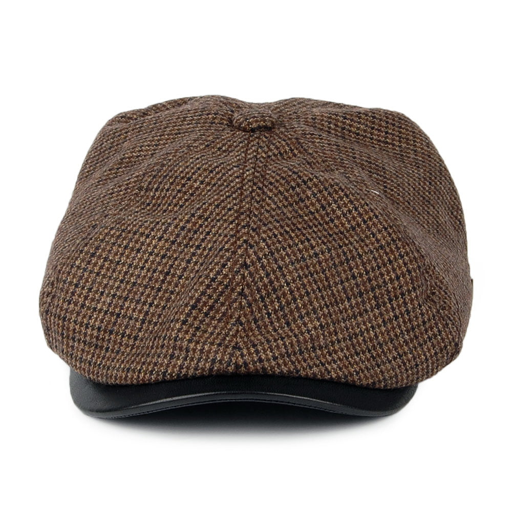 Seeberger Hats Houndstooth Newsboy Cap - Brown