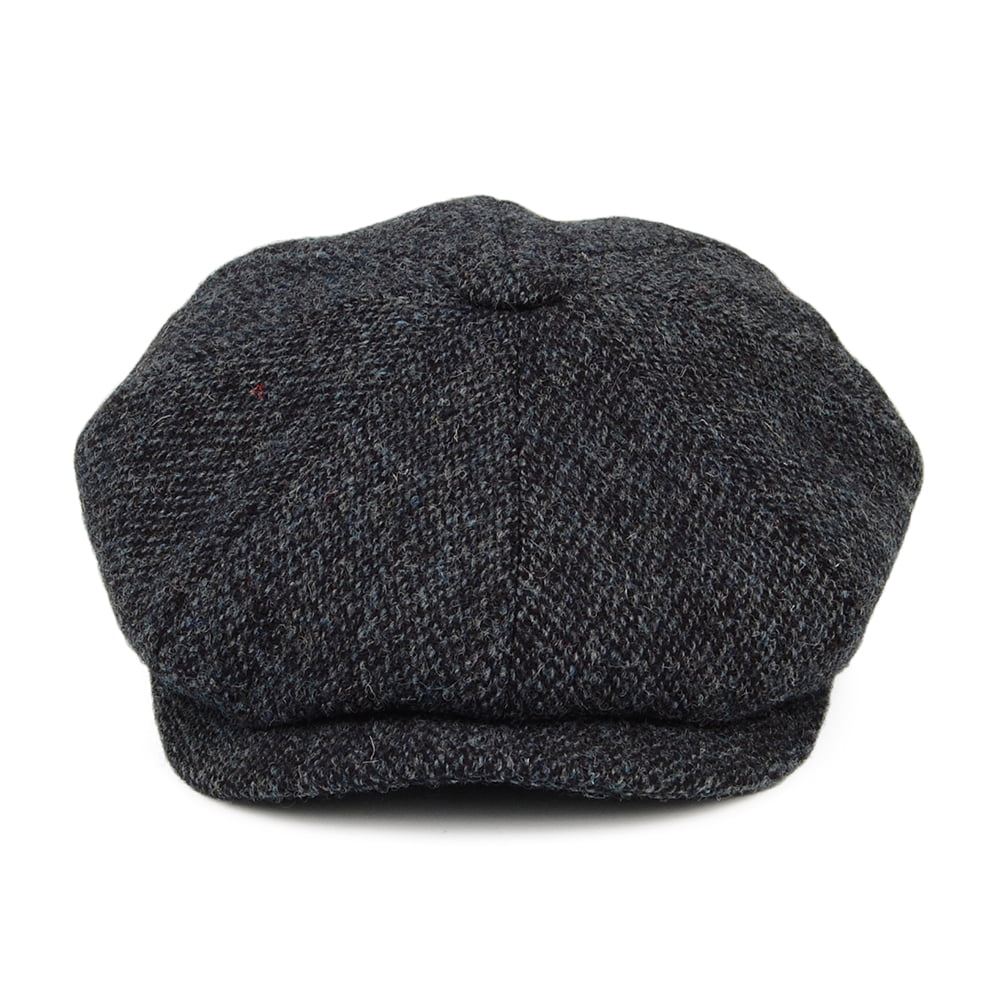 City Sport Harris Tweed Marl Deep Fit Newsboy Cap - Navy Blue