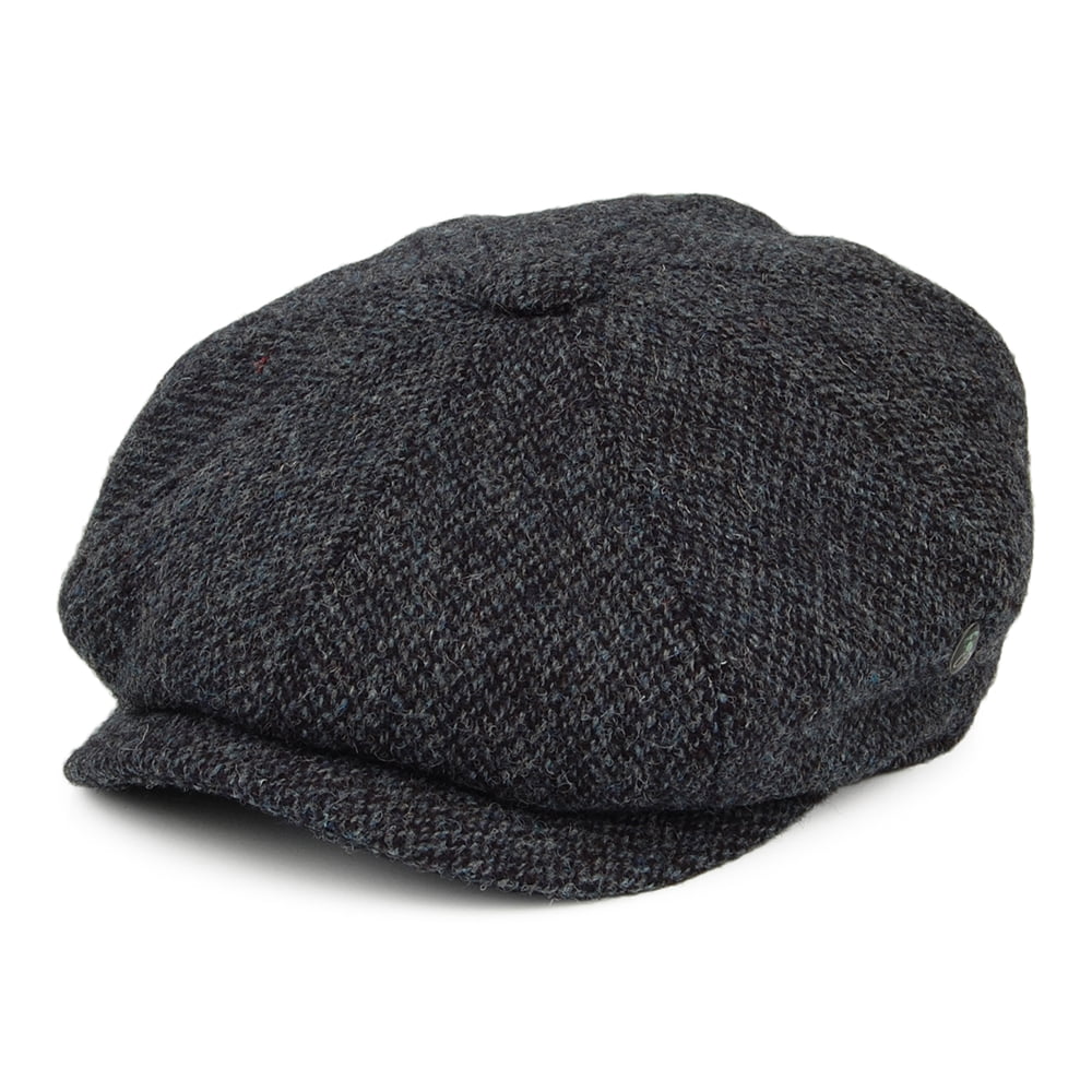 City Sport Harris Tweed Marl Deep Fit Newsboy Cap - Navy Blue – Village ...