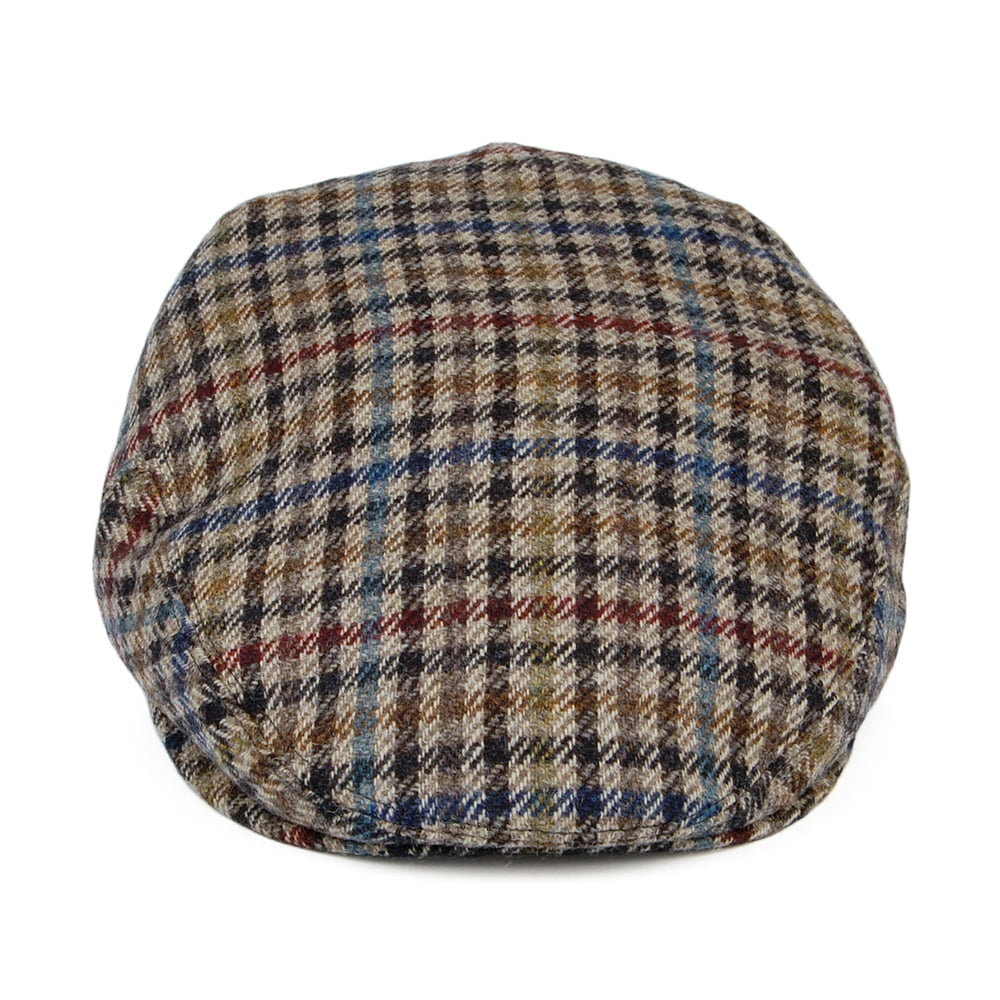 City Sport Check Virgin Wool Flat Cap - Tan-Blue