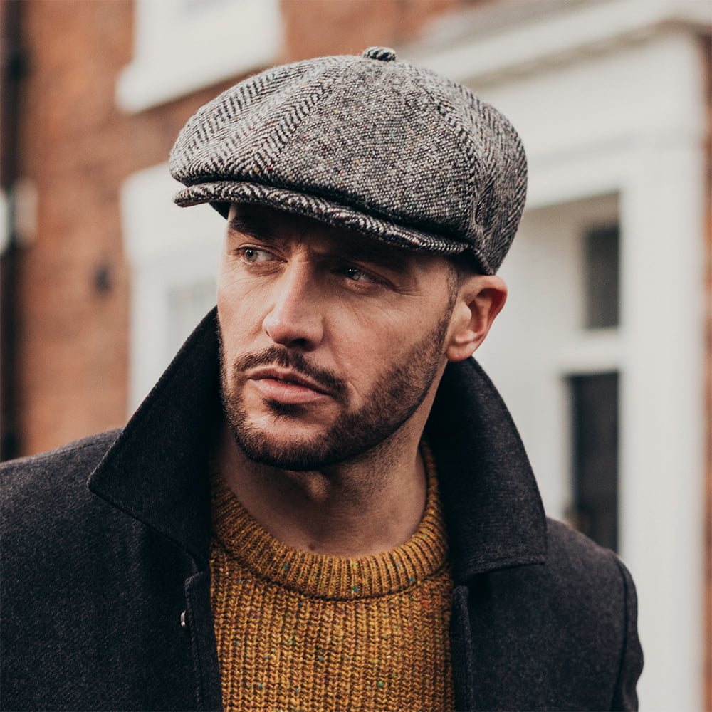 Failsworth Wexford Donegal Tweed Newsboy Cap - Grey