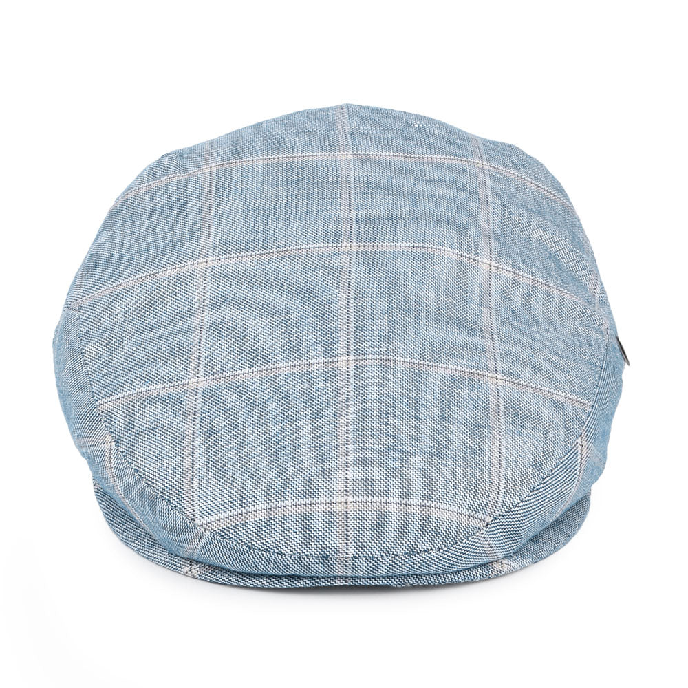 City Sport Windowpane Linen Flat Cap - Blue