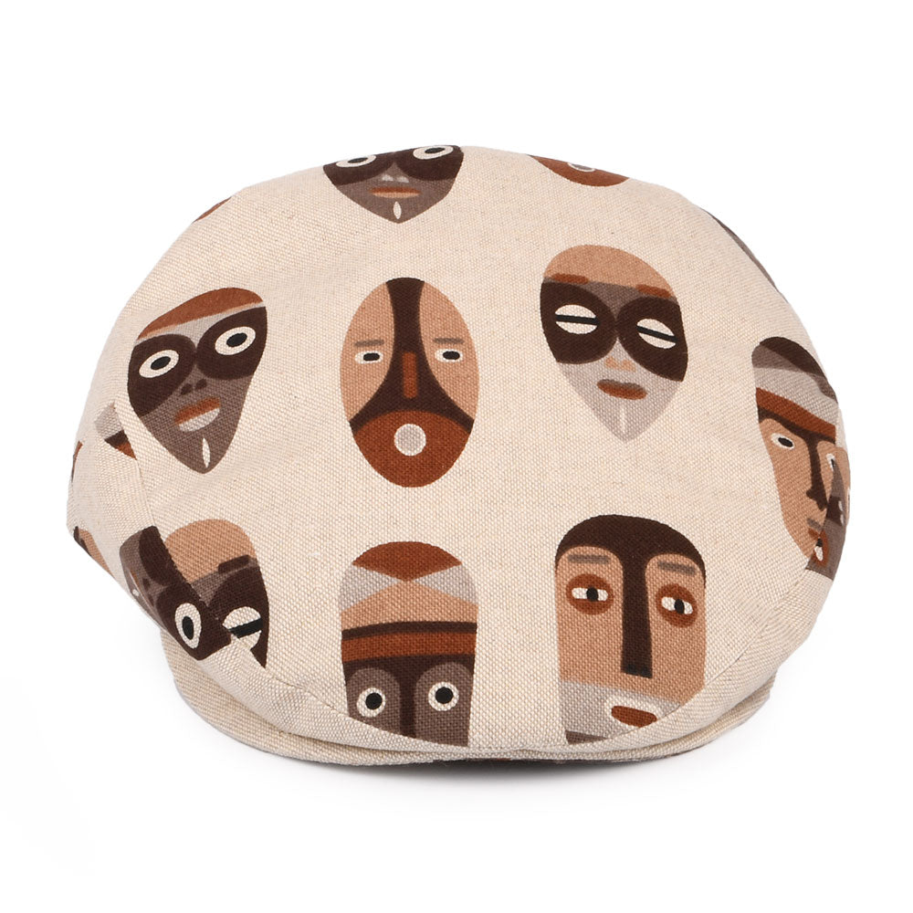 City Sport Tribal Mask Cotton Flat Cap - Natural