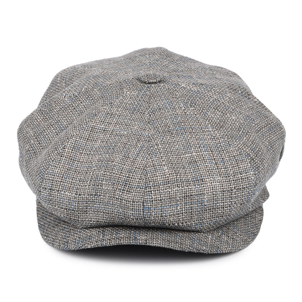 City Sport Check Linen-Cotton Newsboy Cap - Grey