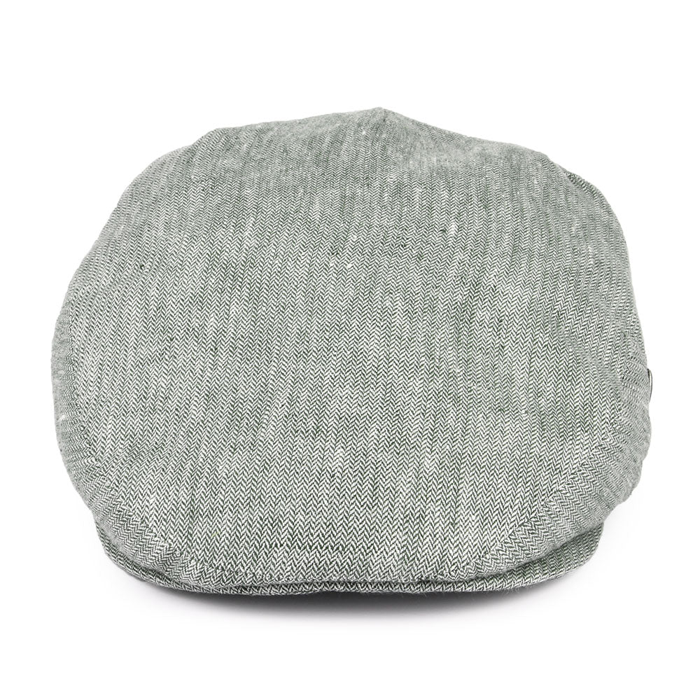 City Sport Micro Herringbone Linen Flat Cap - Forest