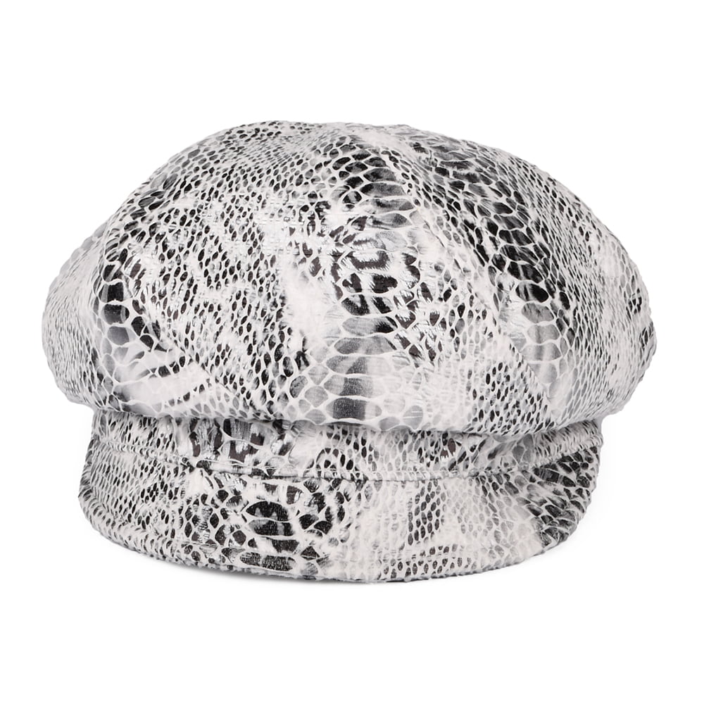 Seeberger Hats Snake Print Baker Boy Cap - White