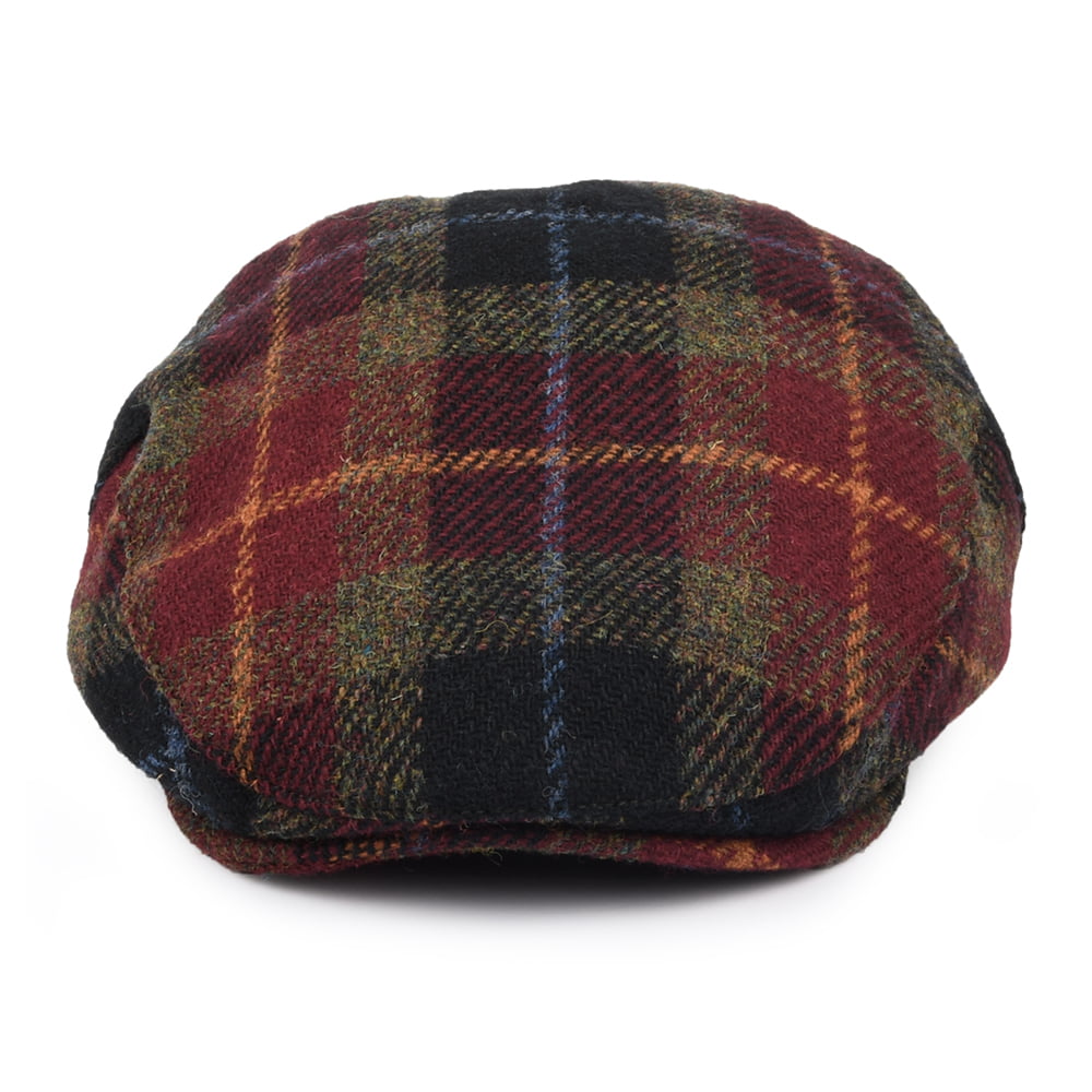 Jaxon & James Harris Tweed Callanish Flat Cap - Burgundy-Multi