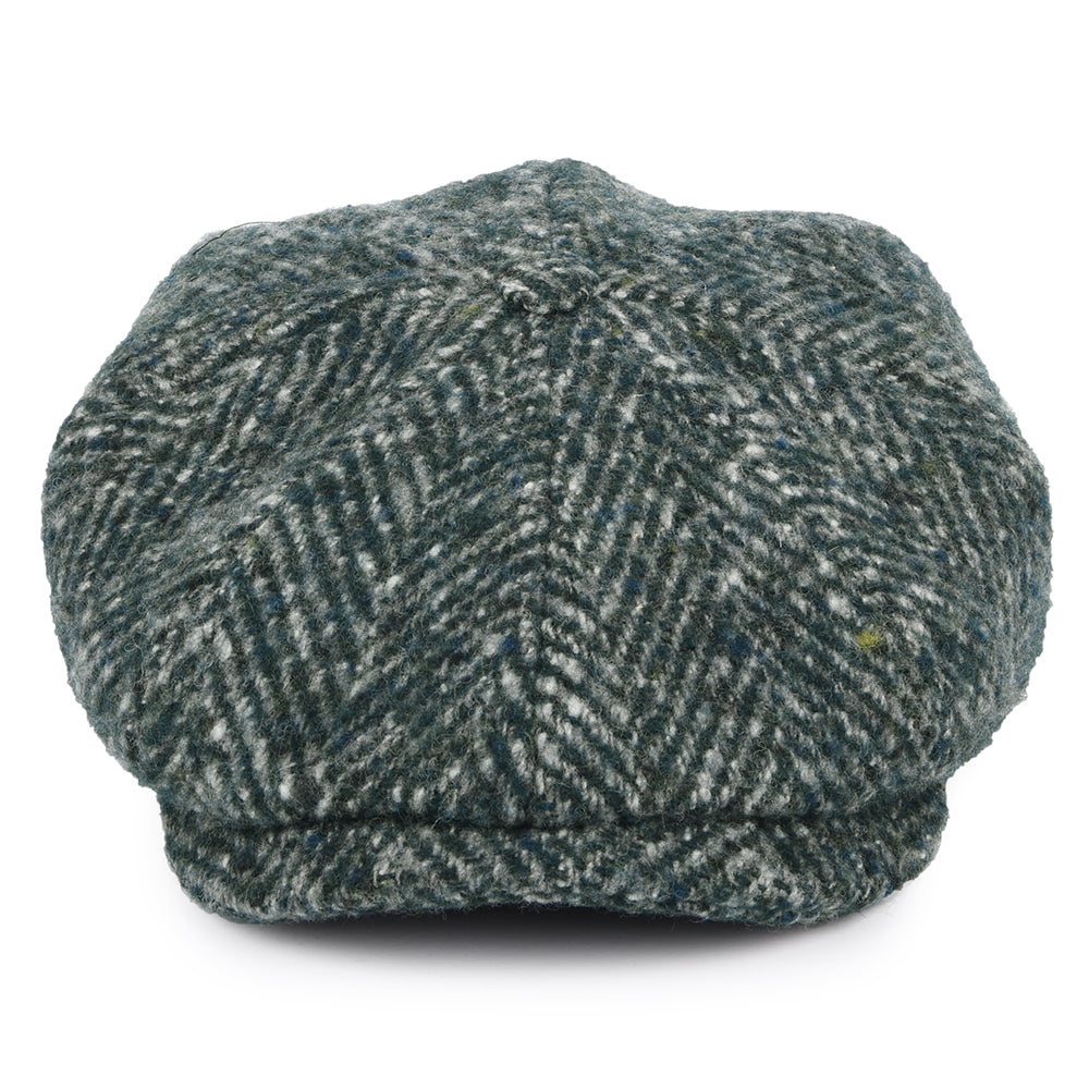 Stetson Hats Hatteras Herringbone Virgin Wool Newsboy Cap - Green-Mix