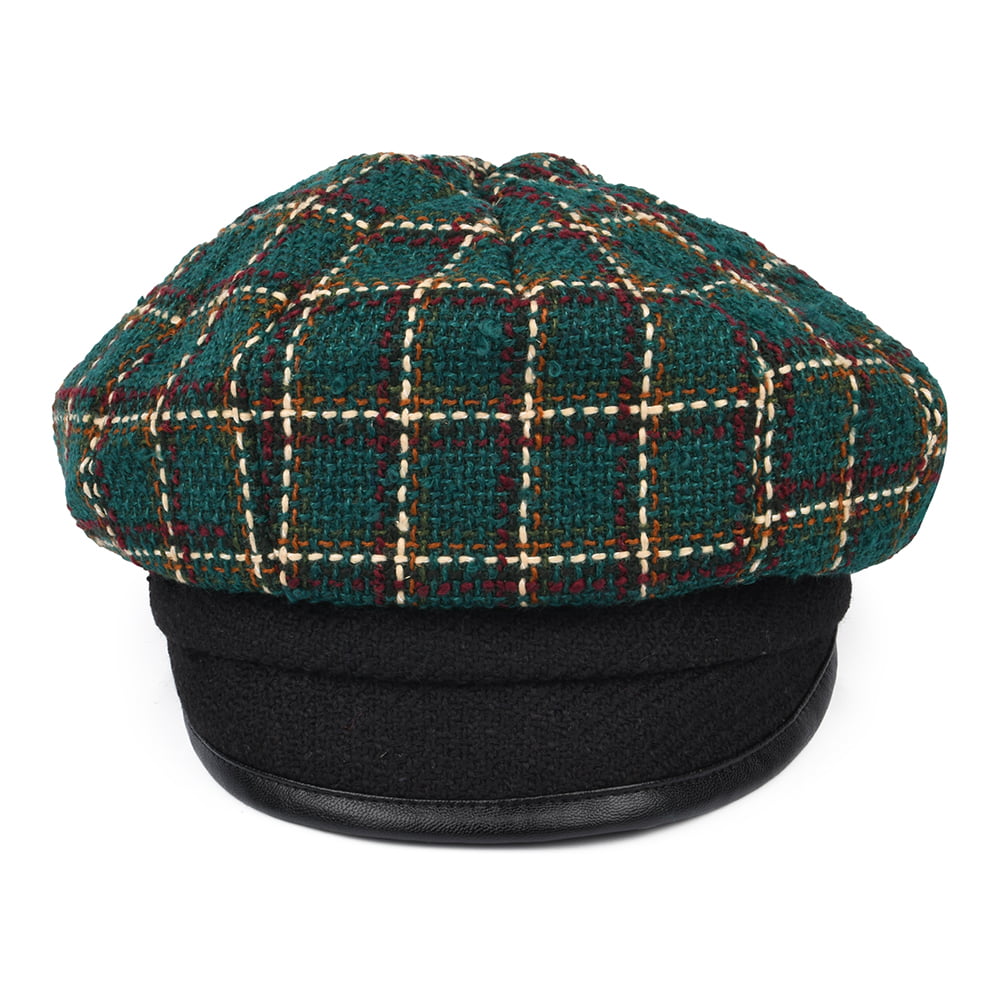 Seeberger Hats Check Baker Boy Cap - Petrol-Black