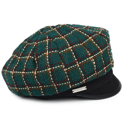 Seeberger Hats Check Baker Boy Cap - Petrol-Black