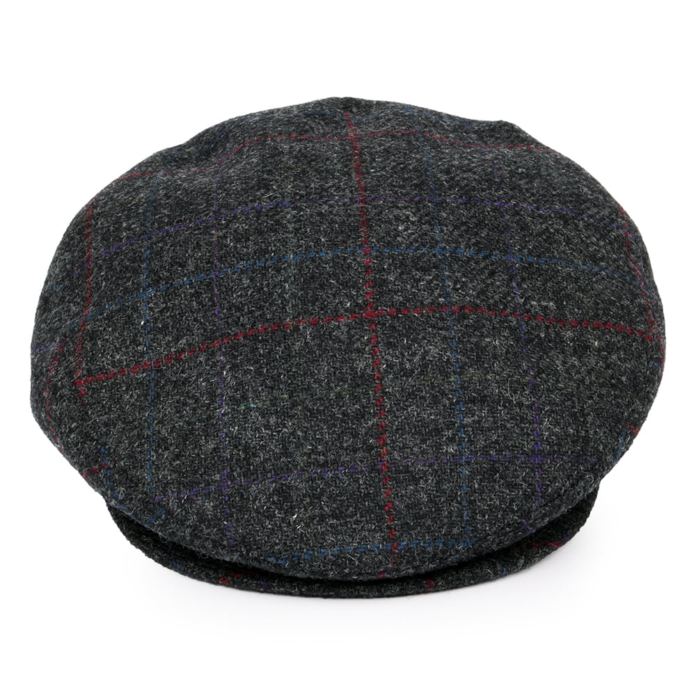 Bailey Hats Lord Windowpane Flat Cap - Charcoal