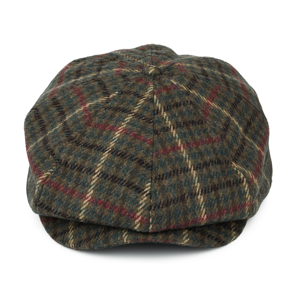 Brixton Hats Brood Check Newsboy Cap - Olive-Moss