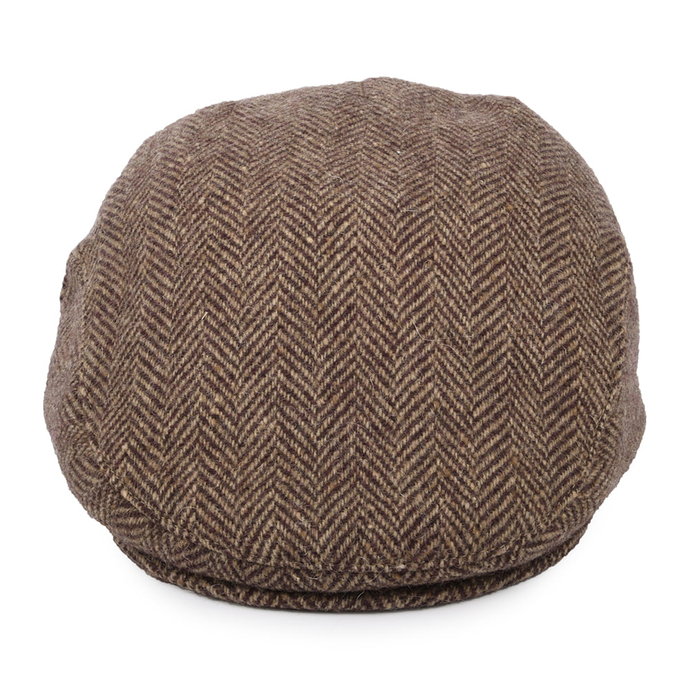 Jaxon & James Donegal Tweed Herringbone Ballyboe Flat Cap - Burgundy-Camel