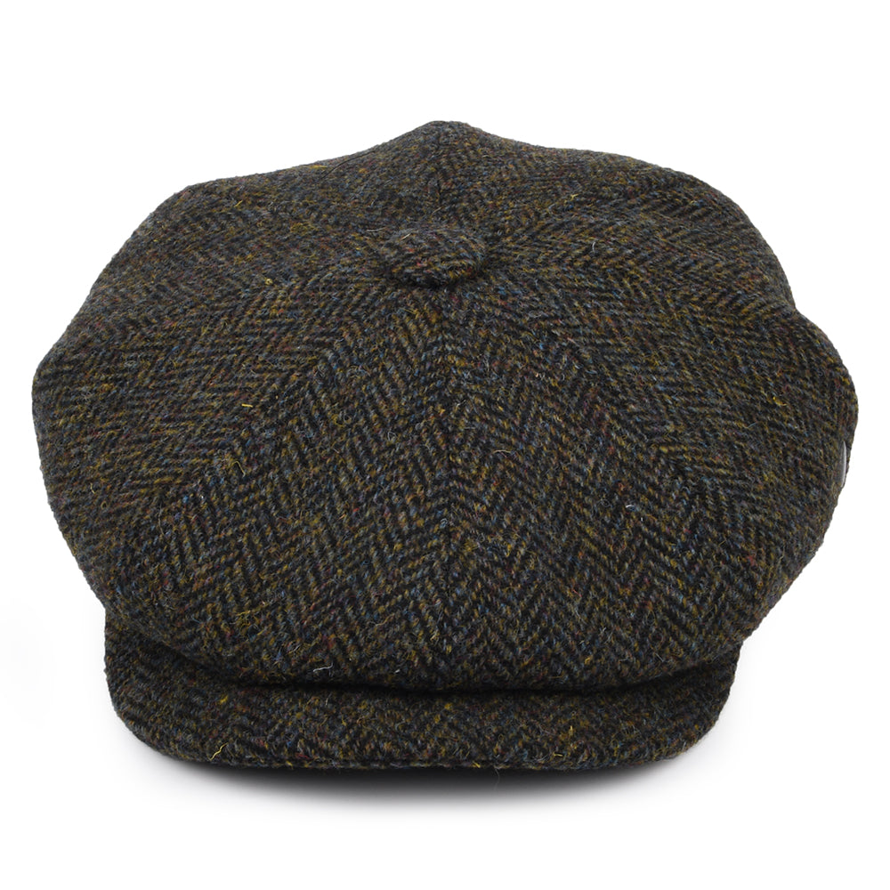 City Sport Harris Tweed Marl Deep Fit Newsboy Cap - Forest-Navy