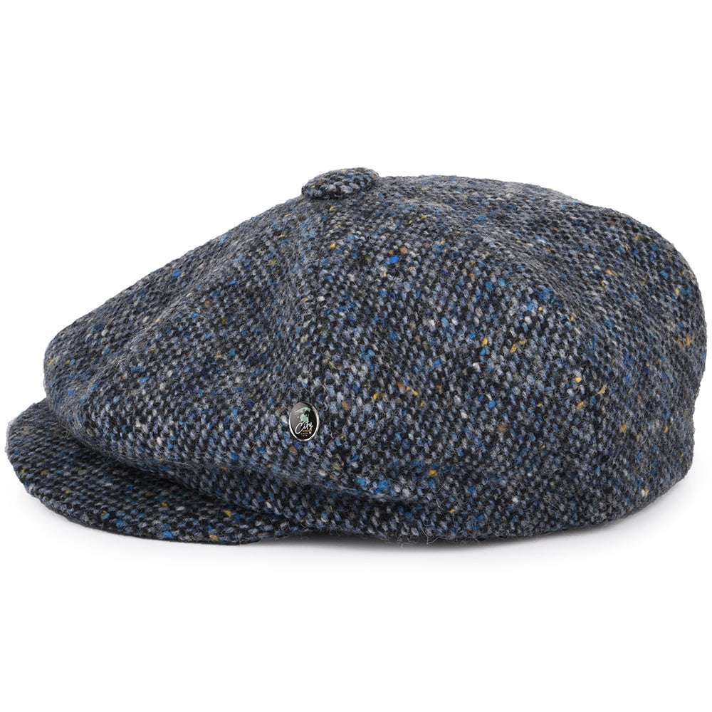 City Sport Donegal Tweed Marl Newsboy Cap - Blue