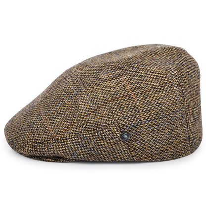 City Sport Windowpane Virgin Wool Flat Cap - Tan-Brown