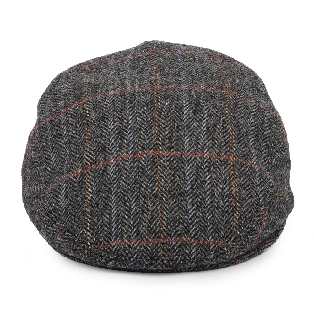 City Sport Windowpane Herringbone Virgin Wool Flat Cap - Grey-Multi