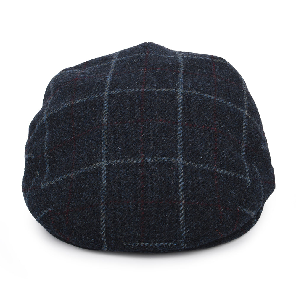 City Sport Windowpane Virgin Wool Flat Cap - Navy Blue OLD