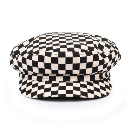 Vans Hats Womens Utility Checkerboard Baker Boy Cap - Black-White