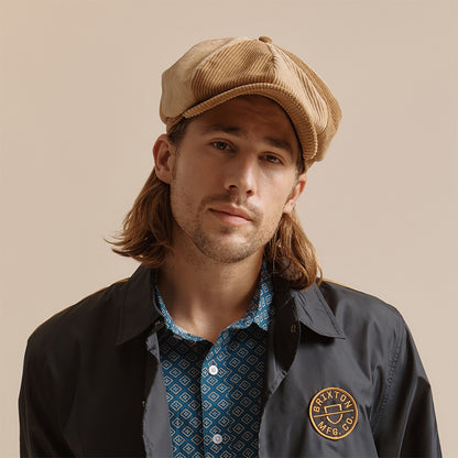 Brixton Hats Brood Corduroy Baggy Newsboy Cap - Bronze-Sand