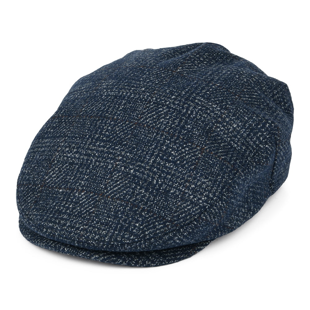 Brixton Hats Hooligan Windowpane Flat Cap - Navy-Off White