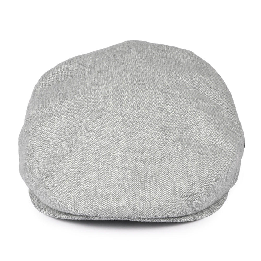 City Sport Micro-Herringbone Linen Flat Cap - Ice Blue