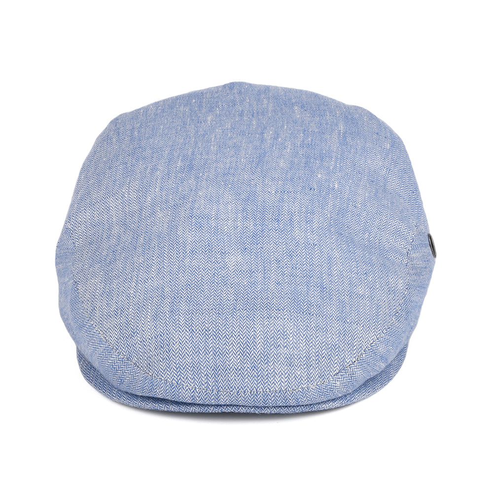 City Sport Micro-Herringbone Linen Flat Cap - Blue