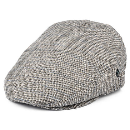 City Sport Linen-Cotton Flat Cap - Grey-Blue