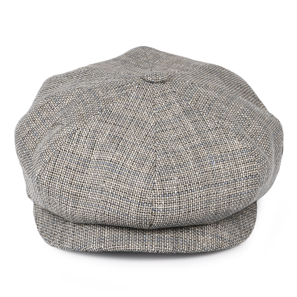 City Sport Linen-Cotton Newsboy Cap - Grey-Blue