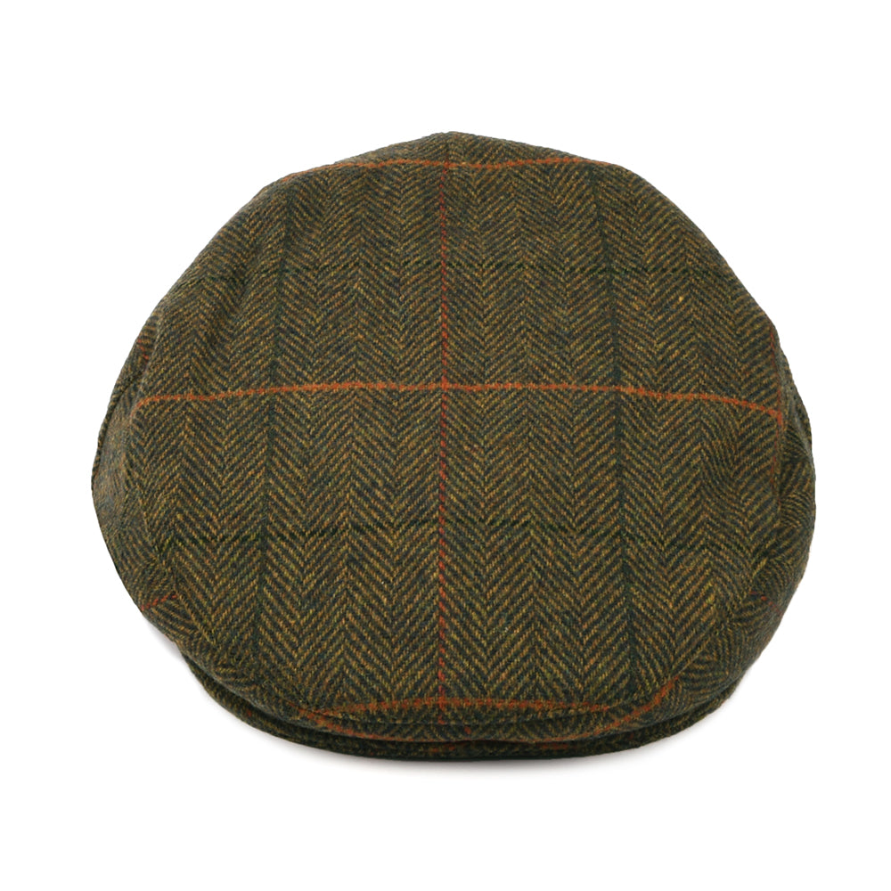 Barbour Hats Wilkin Windowpane Herringbone Flat Cap - Olive-Multi