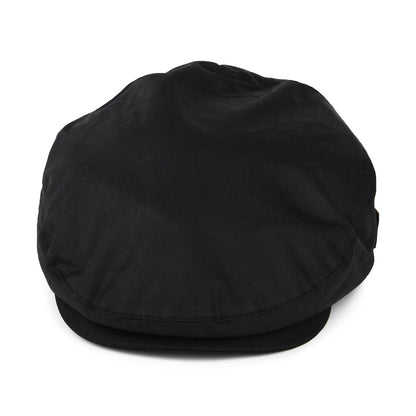 Barbour Hats Cheviot Waxed Cotton Flat Cap with Tartan Earflaps - Black