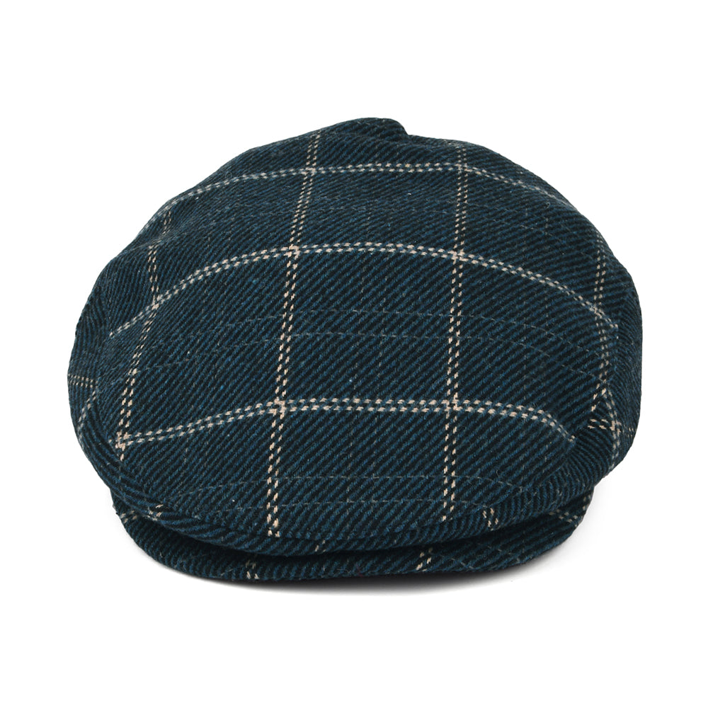 Brixton Hats Hooligan Windowpane Baggy Flat Cap - Blue-Black